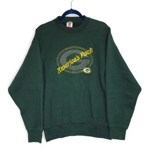 Vintage Green Bay Packers America's Pack Sweatshirt Fruit of the Loom Heavy Sz L